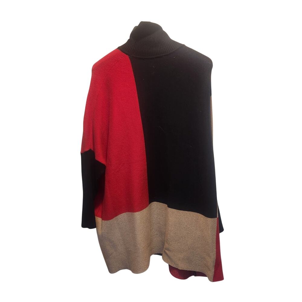 Chico's Colorblock Turtleneck Poncho Sweater Size L XL